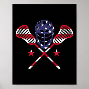 Lacrosse American Usa Flag 4th Of July Lax Player Poster