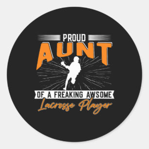 Lacrosse Aunt Lax Sports Lovers Proud Lacrosse Aun Classic Round Sticker