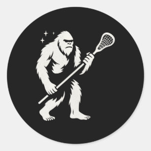 Lacrosse Bigfoot Youth Boys Lacrosse Player Goalie Classic Round Sticker