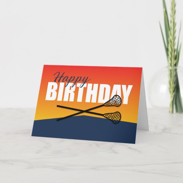 Lacrosse Birthday on Blue and Orange Athlete Card (Front)