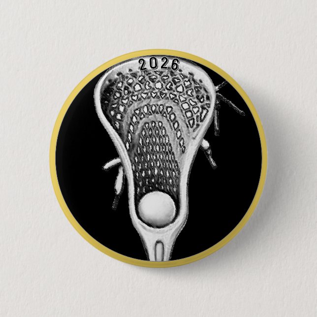 Lacrosse Black and Gold Team Gifts 6 Cm Round Badge (Front)