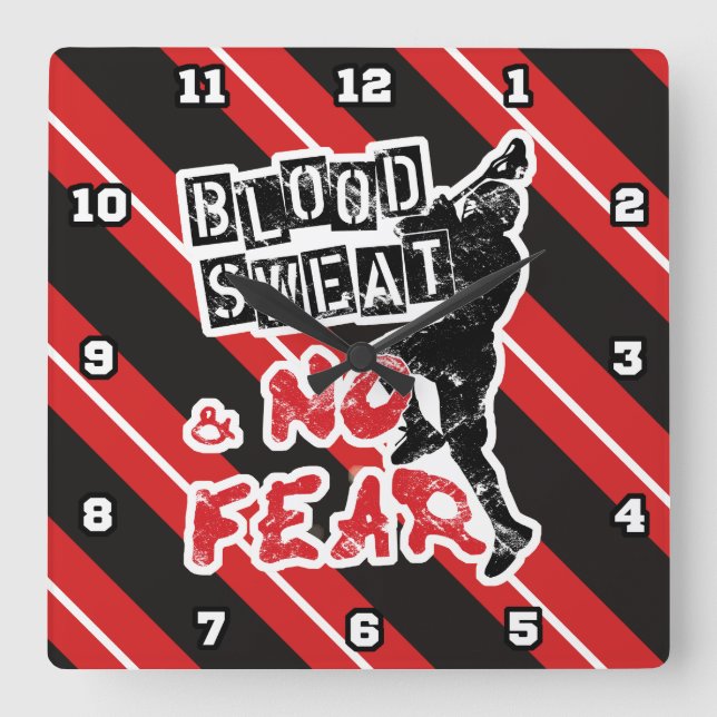Lacrosse, Blood, Sweat & No Fear Square Wall Clock (Front)
