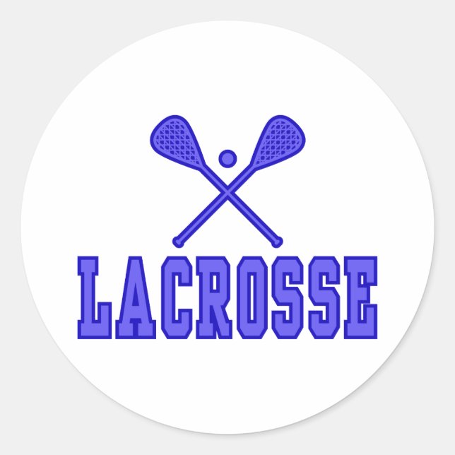 Lacrosse blue classic round sticker (Front)