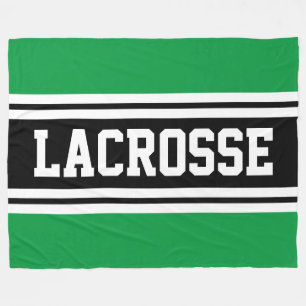 LACROSSE Bold Athletic Green Black White Stripes Fleece Blanket