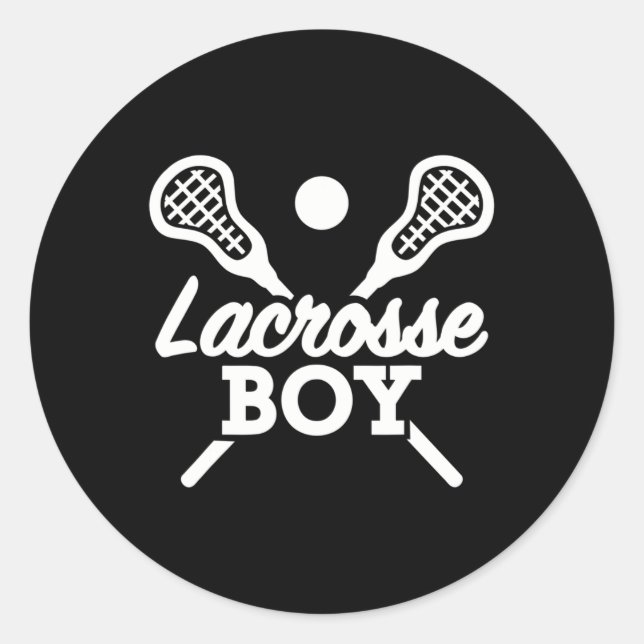Lacrosse Boy  Classic Round Sticker (Front)