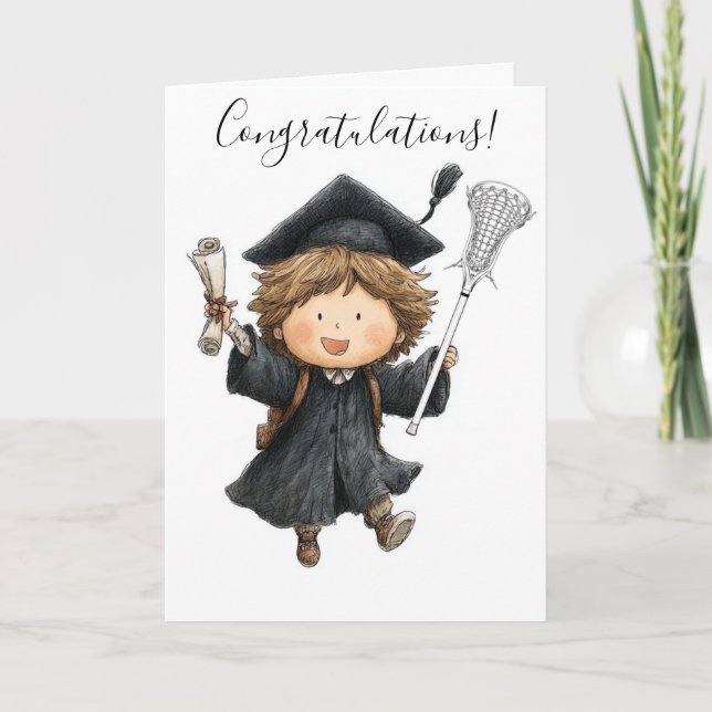 Lacrosse Boy Graduation Folded Card (Front)