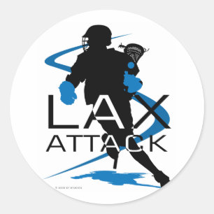Lacrosse Boys LAX Attack Blue Classic Round Sticker