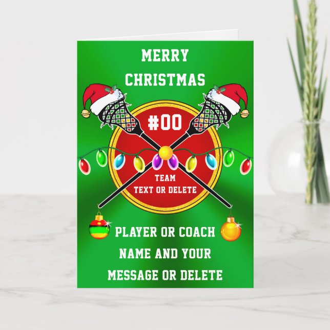 Lacrosse Christmas Cards for Players or Coaches (Front)