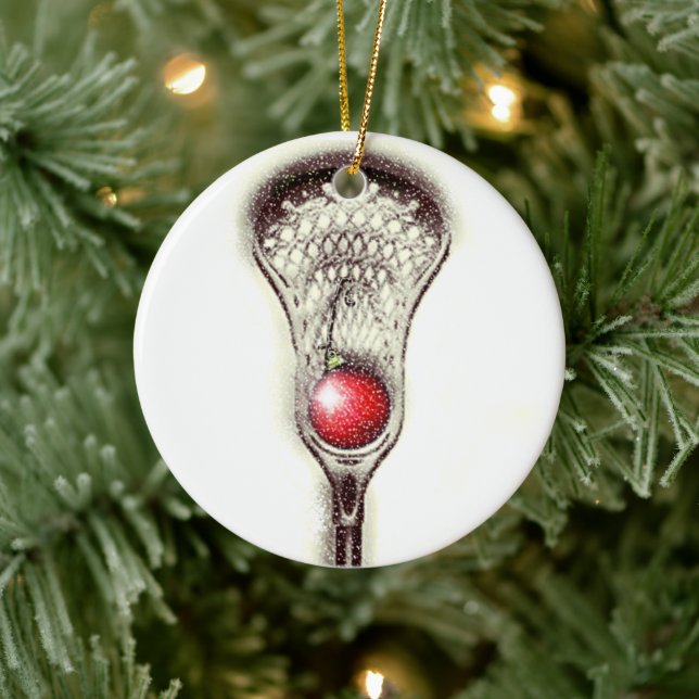 Lacrosse Christmas Collectable Ceramic Ornament (Tree)