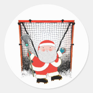 Lacrosse Christmas Holiday Classic Round Sticker