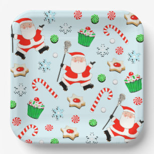 Lacrosse Christmas Holiday Party Paper Plate