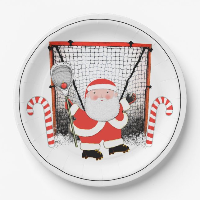 Lacrosse Christmas Holiday Party Paper Plate (Front)