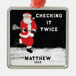 Lacrosse Christmas Metal Ornament