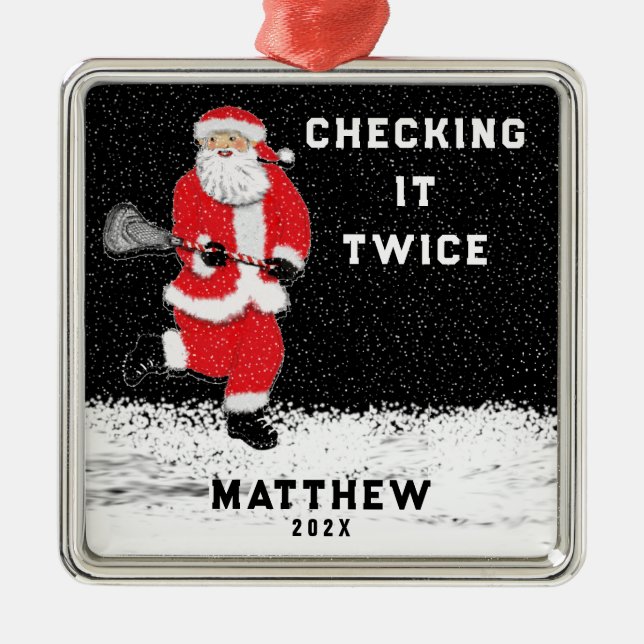 Lacrosse Christmas Metal Ornament (Front)