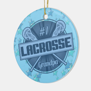 Lacrosse Christmas Ornament, #1 LAX Grandpa Ceramic Tree Decoration