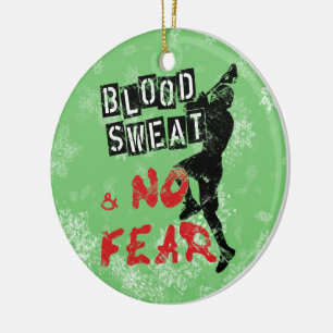 Lacrosse Christmas Ornament, Blood Sweat & No Fear Ceramic Ornament