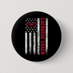 Lacrosse Coach American Flag Lax Lover Lacrosse St 6 Cm Round Badge