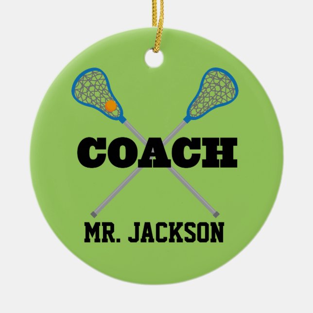 Lacrosse Coach Personalised Ornament (Front)