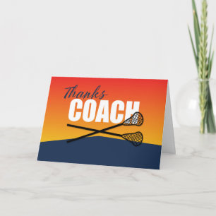 Lacrosse Coach Thanks on Blue and Orange Card
