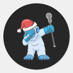 Lacrosse Dabbing Yeti Bigfoot Sasquatch Lax Christ Classic Round Sticker