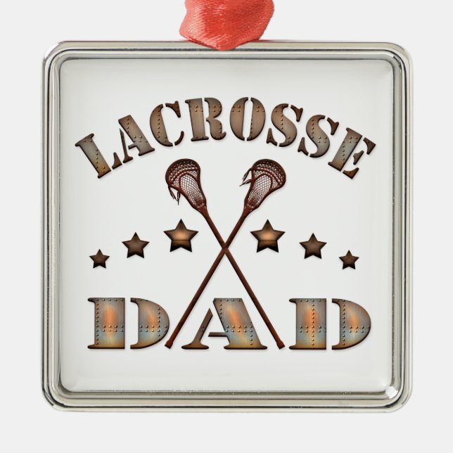Lacrosse Dad Steampunk Style Metal Tree Decoration (Front)