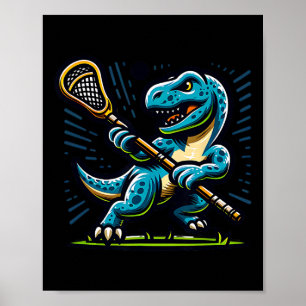 Lacrosse Dinosaur Trendy Sports Retro Funny For At Poster