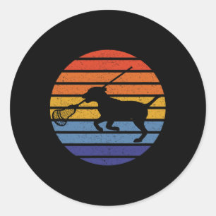 Lacrosse Dog Lover Silhouette Classic Round Sticker