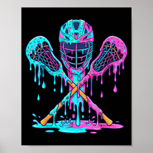 Lacrosse Drip Ice Cream Lax Helmet Sticks Kids Poster