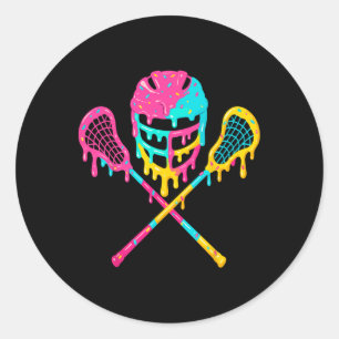Lacrosse Drip Lax Helmet Ice Cream Sticks  Classic Round Sticker