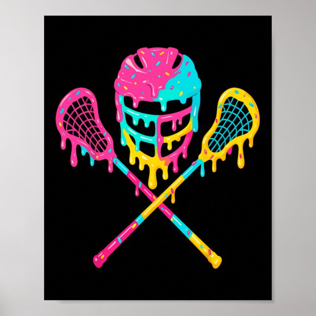Lacrosse Drip Lax Helmet Ice Cream Sticks  Poster (Front)