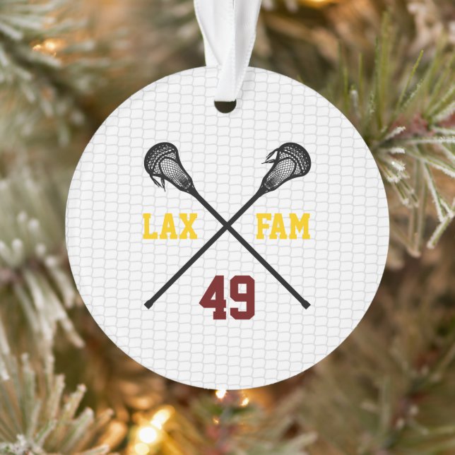 Lacrosse Family Sticks Net Player Number Photo Ornament (Tree)