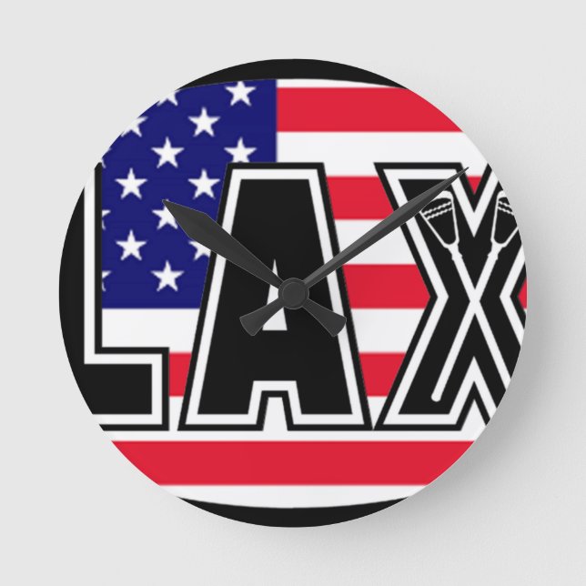Lacrosse Flag America Round Clock (Front)