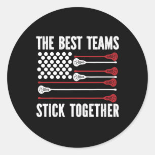 Lacrosse Flag Patriotic Goalie  Classic Round Sticker