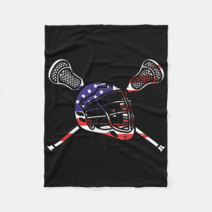 Lacrosse Flag Usa American Lax Lacrosse Player Fleece Blanket