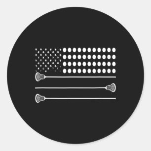 Lacrosse Flag Usa - Funny Lax Player Classic Round Sticker