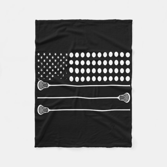 Lacrosse Flag Usa - Funny Lax Player  Fleece Blanket (Front)