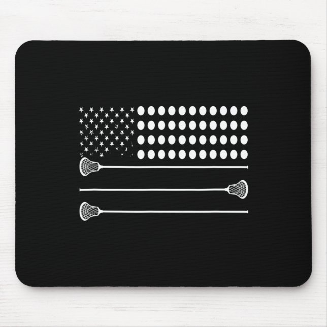 Lacrosse Flag Usa - Funny Lax Player  Mouse Pad (Front)