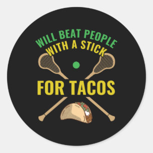 Lacrosse Funny Lacrosse Stick Goalie Tacos Classic Round Sticker