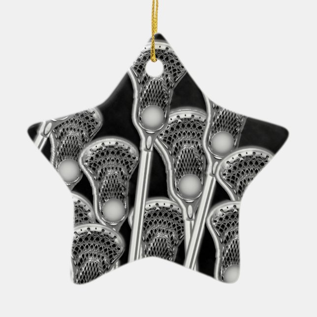 Lacrosse Gift Team Orange Ceramic Ornament (Front)