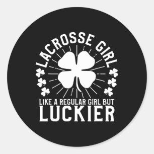 Lacrosse Girl St Patrick's Day Classic Round Sticker