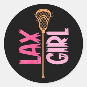 Lacrosse Girl Stick Lax Girl Player Goalie Women  Classic Round Sticker