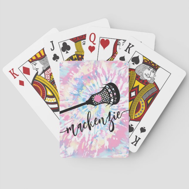 Lacrosse Girl Women Personalised Name Pink Playing Cards (Back)