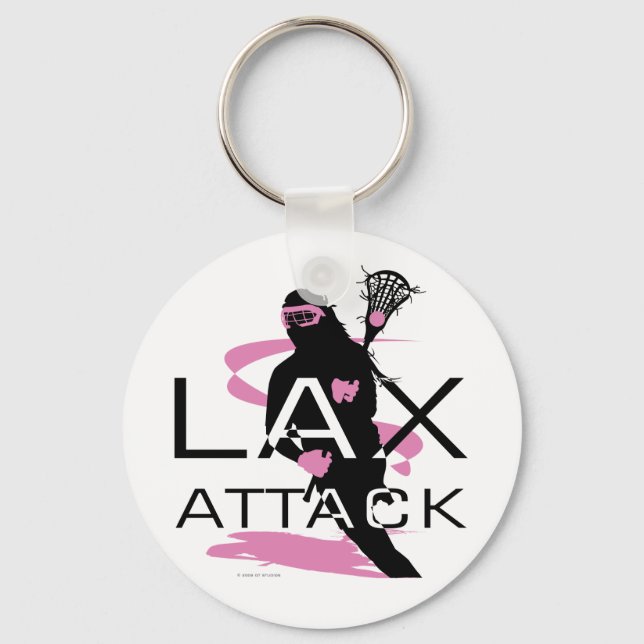 Lacrosse Girls LAX Attack Pink Key Ring (Front)
