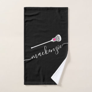 Lacrosse Girly Personalised Name Sport  Hand Towel