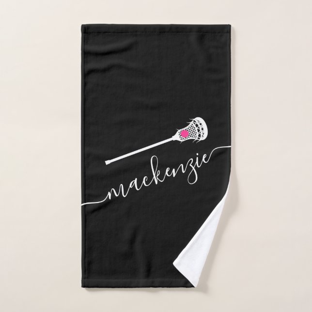 Lacrosse Girly Personalised Name Sport  Hand Towel (Hand Towel)