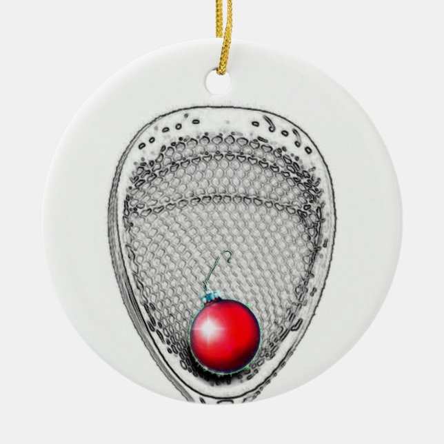 Lacrosse Goalie Ceramic Tree Decoration (Front)