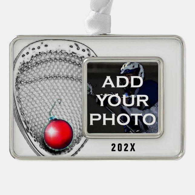 Lacrosse Goalie Collectable Silver Plated Framed Ornament (Front)