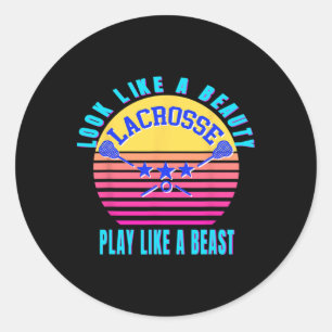 Lacrosse Goalie Girl Shirt Funny Gift Girl Women P Classic Round Sticker