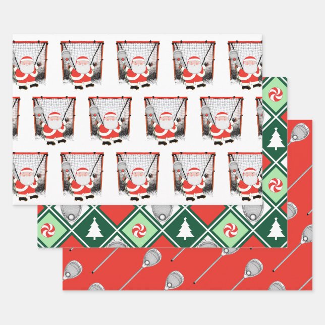 Lacrosse Goalie Holiday Gift Wrapping Paper (Set)