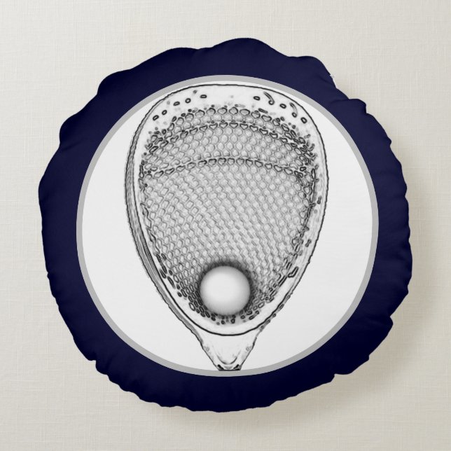 Lacrosse Goalie Sports Round Pillow (Back)